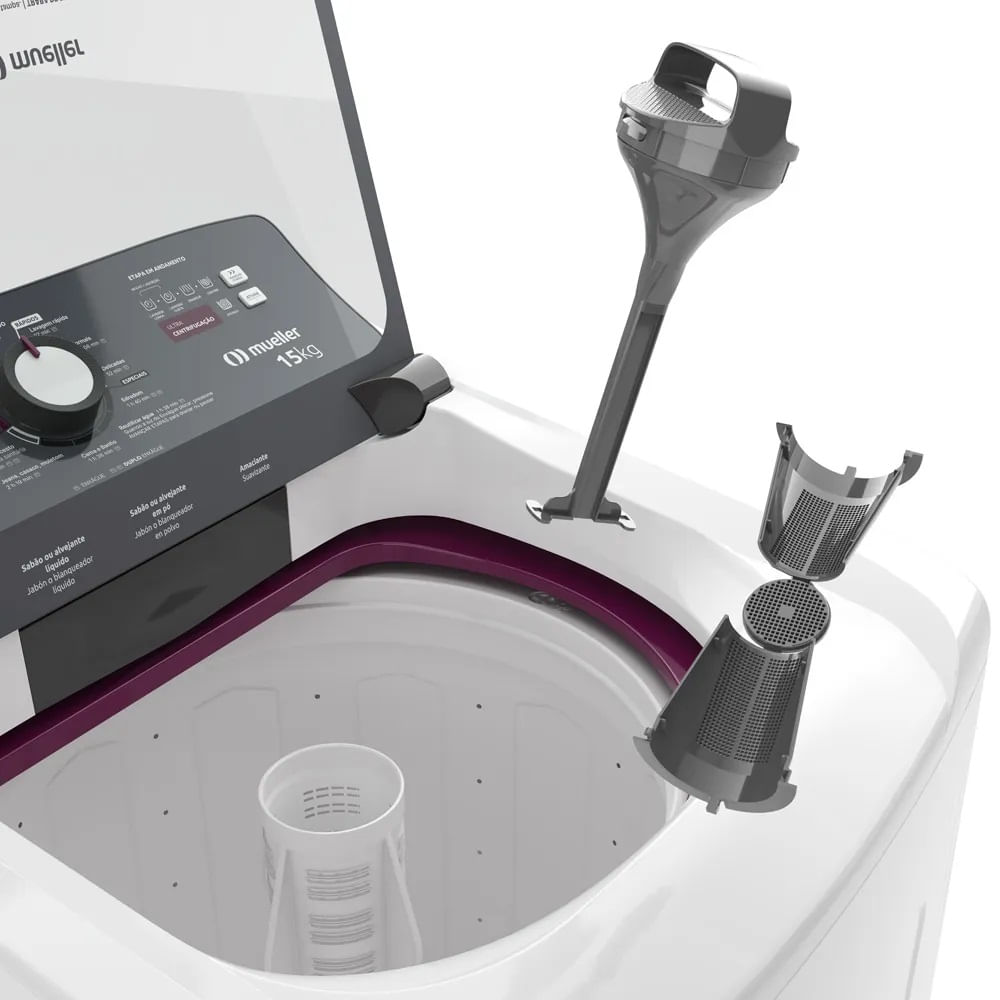 Lavadora de Roupa Automática Mueller 15Kg Ultracentrifugação e Ciclo Rápido Branca MLA15 – 127 Volts - Imagem 8